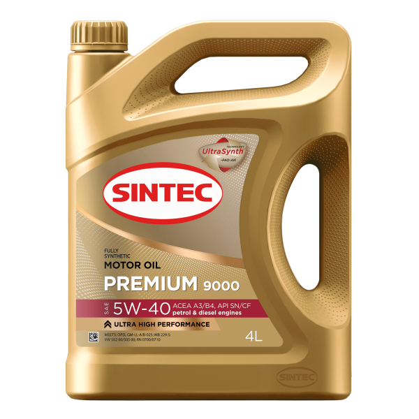 Sintec Premium 9000 SAE 5W-40 API SN/CF ACEA A3/B4 Масла для легковых автомобилей