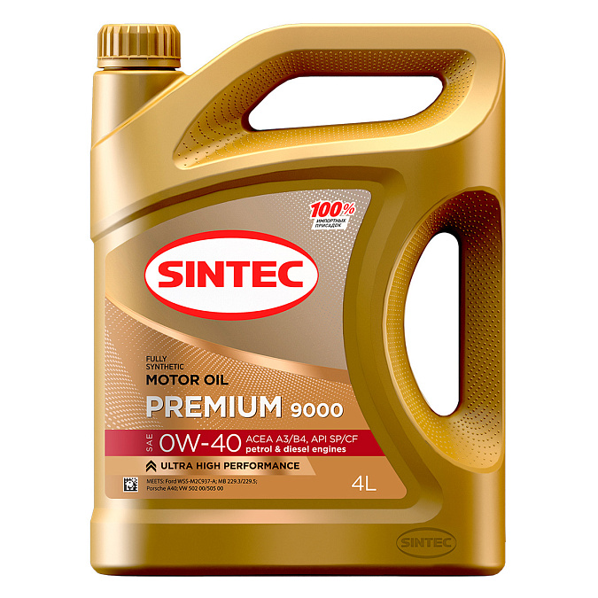 Sintec Premium 9000 SAE 0W-40 API SP/CF ACEA A3/B4 Масла для легковых автомобилей